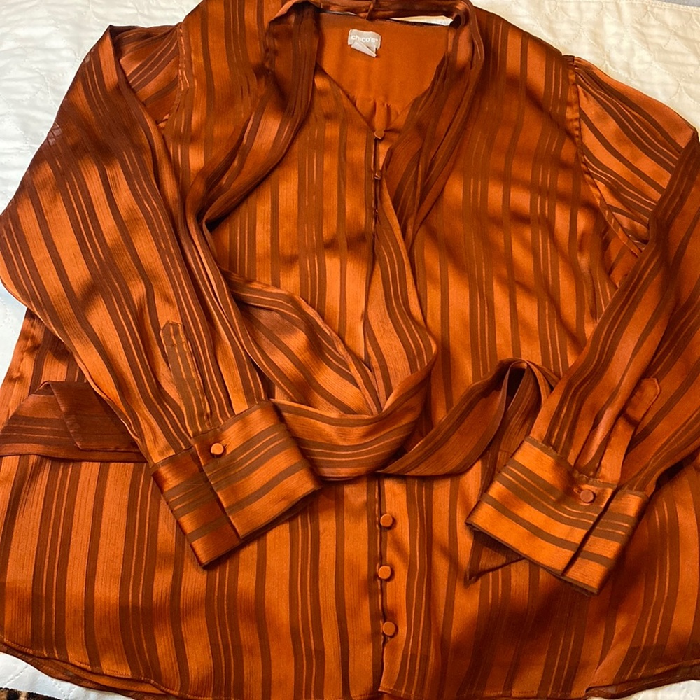 Chico’s long sleeve dress shirt, Size 3